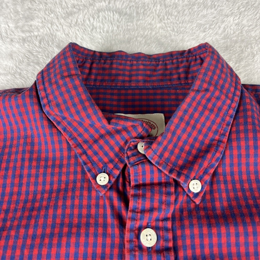 Brooks Brothers Mens Sz Large Red/Blue Fleece Plaid Button Down Casual Shirt - Picture 2 of 8